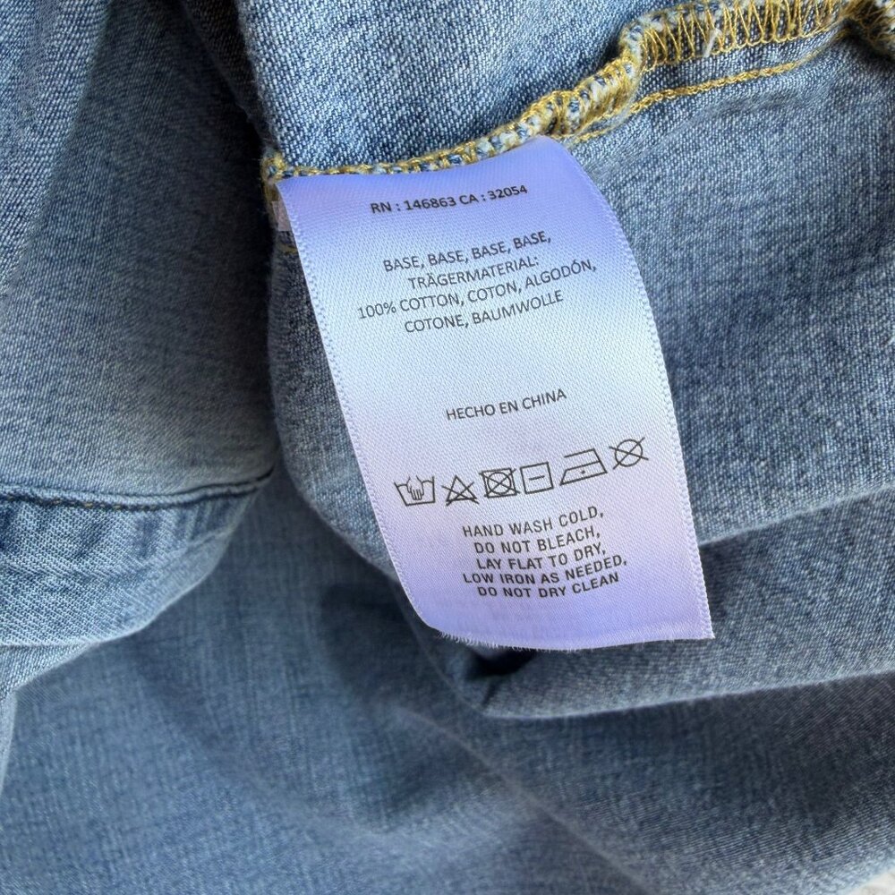 Mare Mare Anthropologie Long Sleeve Button Front Embroidered Denim Shirt Size L - Picture 4 of 8